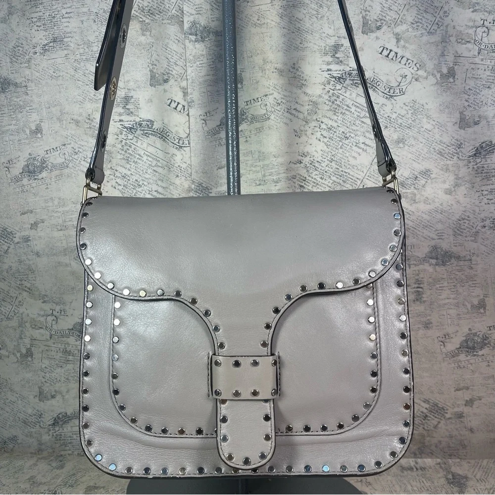 Rebecca Minkoff Midnighter Leather Messenger Bag Studded Crossbody Purse